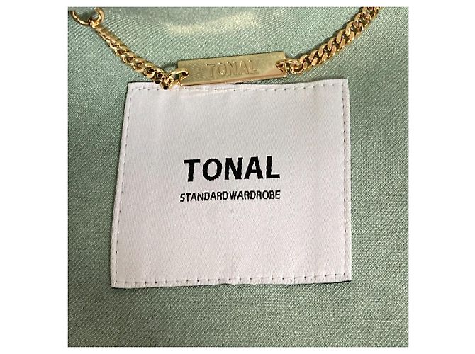 Autre Marque Kragenloser Mantel TONAL Grün Hellgrün - Ansicht 5