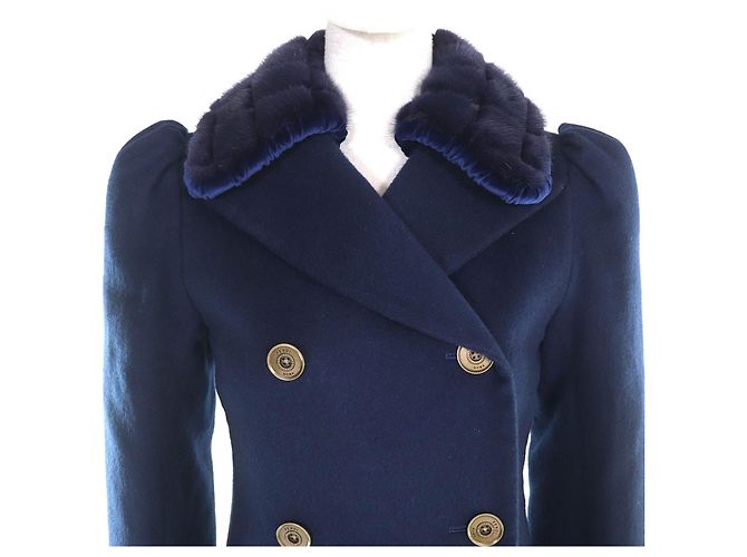 Abrigo largo de piel de visón Fendi Azul Azul marino - vista 4