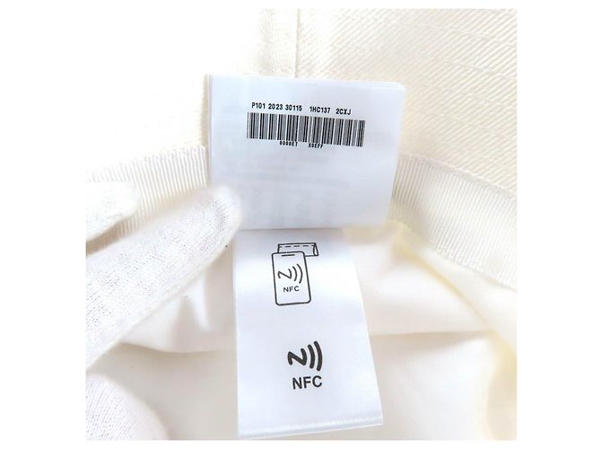 Prada Logo Embroidered Cotton Bucket Hat White - view 9