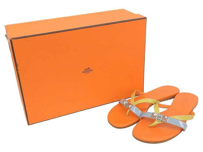 Hermès Leather Sandals 36 Orange Yellow Light blue - view 2