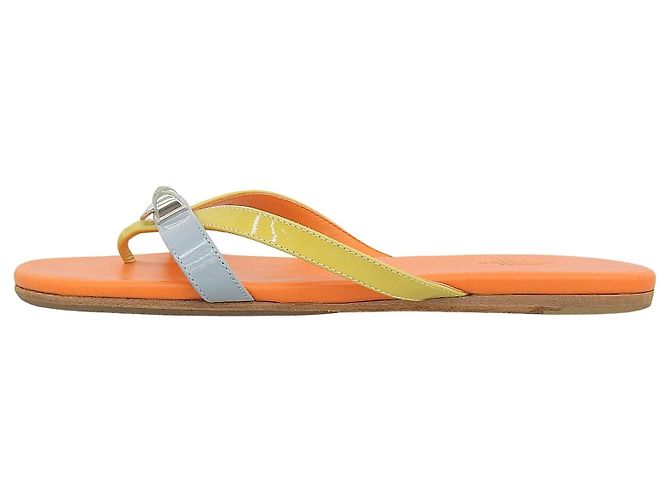 Hermès Leather Sandals 36 Orange Yellow Light blue - view 3