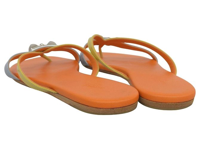 Hermès Leather Sandals 36 Orange Yellow Light blue - view 5