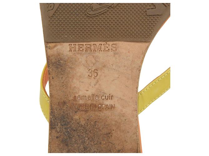 Hermès Leather Sandals 36 Orange Yellow Light blue - view 8