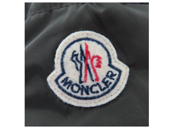Moncler OROPHIN Leder-Daunenmantel Grün Khaki - Ansicht 7