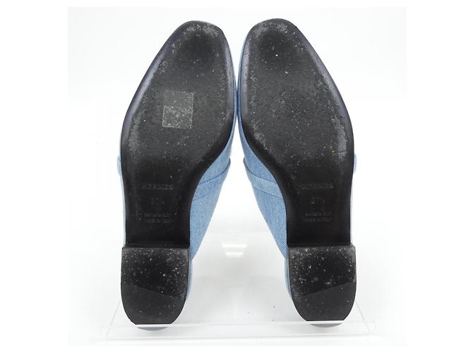 Hermès Oz Denim Sandalen Blau - Ansicht 4