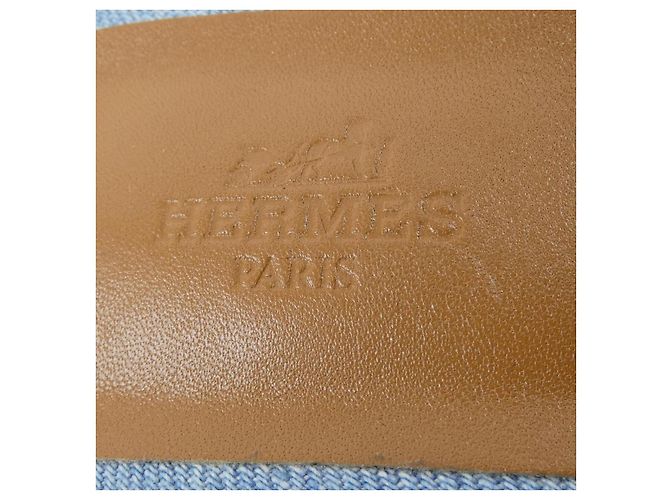 Hermès Oz Denim Sandalen Blau - Ansicht 6