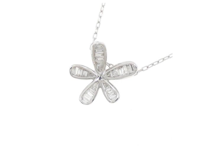 Autre Marque Collar de Flor en Oro Blanco Au750 y Diamantes Plata - vista 3