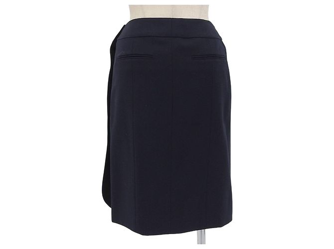 Falda Chanel de lana azul marino - vista 2
