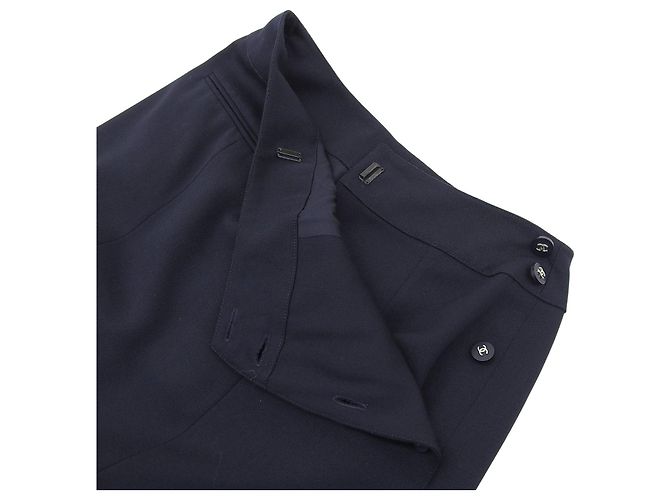 Falda Chanel de lana azul marino - vista 3