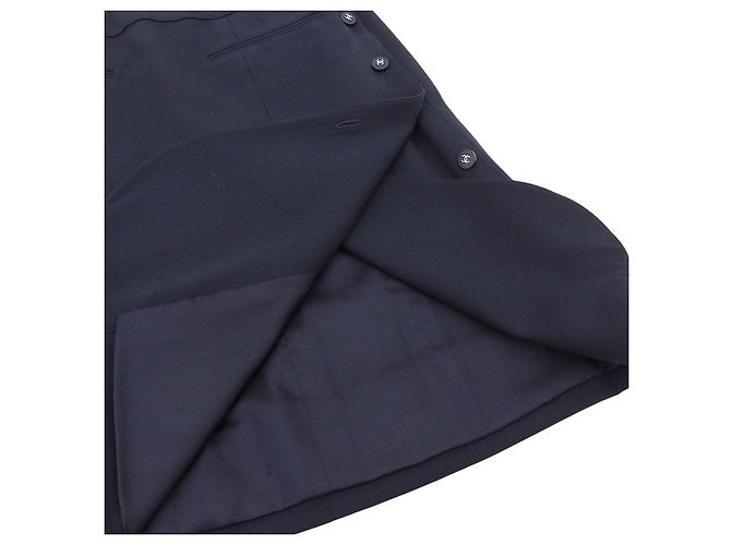 Falda Chanel de lana azul marino - vista 4