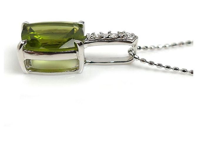 Autre Marque Collana in oro bianco Au750 con peridoto e diamante Argento - vista 2