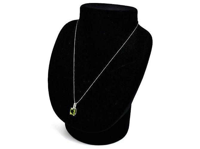 Autre Marque Collana in oro bianco Au750 con peridoto e diamante Argento - vista 6