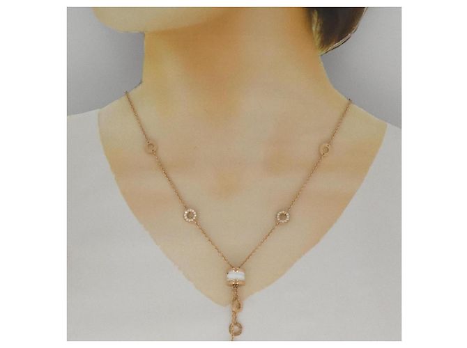 Bulgari Collar Bvlgari B.zero1 750 Pink Gold Ceramic Diamond Dorado - vista 5