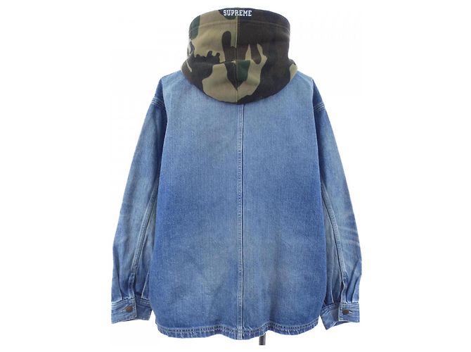 Supreme Worn Hooded Chore Coat Coat Azul - vista 2