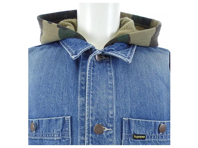 Supreme Worn Hooded Chore Coat Coat Azul - vista 5