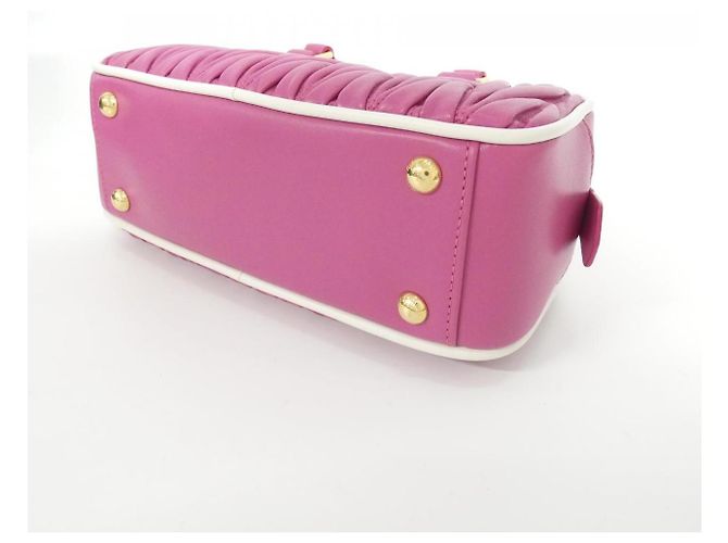 Borsa a tracolla Miu Miu 5BB142 Matelassé Pipi Rosa Bianco D'oro Fuschia - vista 3