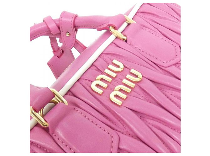 Borsa a tracolla Miu Miu 5BB142 Matelassé Pipi Rosa Bianco D'oro Fuschia - vista 6