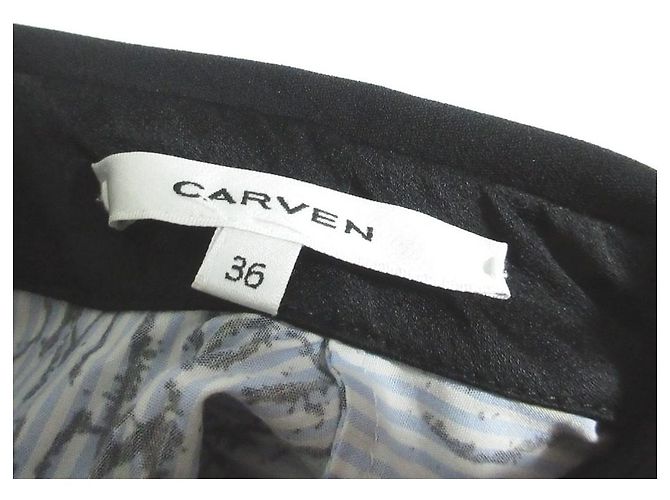 Autre Marque Carven Gestreiftes Hemdkleid Schwarz Blau Hellblau - Ansicht 7