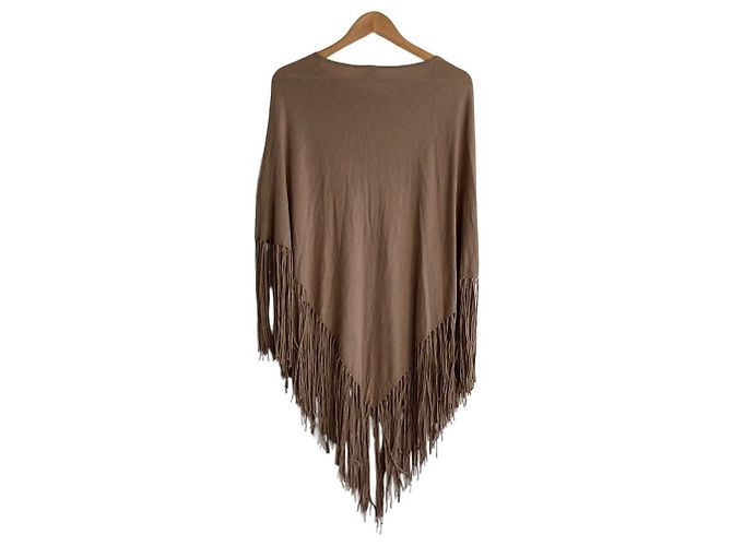 Autre Marque GOOD GRIEF! Poncho de punto con flecos Beige - vista 2