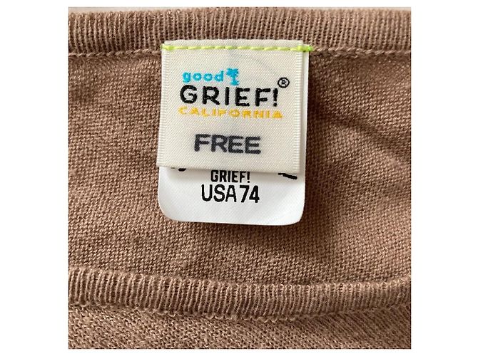 Autre Marque GOOD GRIEF! Poncho de punto con flecos Beige - vista 3