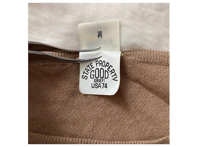 Autre Marque GOOD GRIEF! Poncho de punto con flecos Beige - vista 4