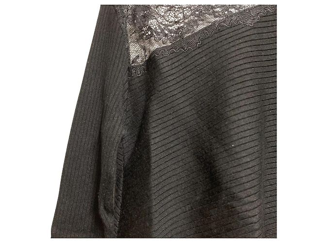 Autre Marque eimy istoire Strickpullover mit Spitzenstickerei Schwarz - Ansicht 3