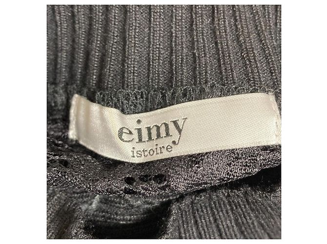 Autre Marque eimy istoire Strickpullover mit Spitzenstickerei Schwarz - Ansicht 4