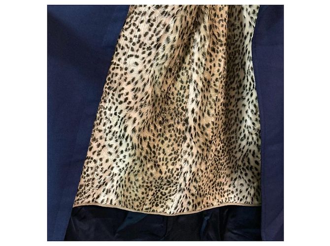 Autre Marque Casaco com cinto e forro de leopardo DES PRES Azul Azul marinho - vista 4