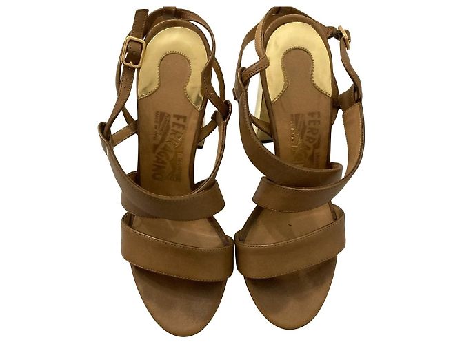 Sandales en cuir Salvatore Ferragamo Marron - vue 2