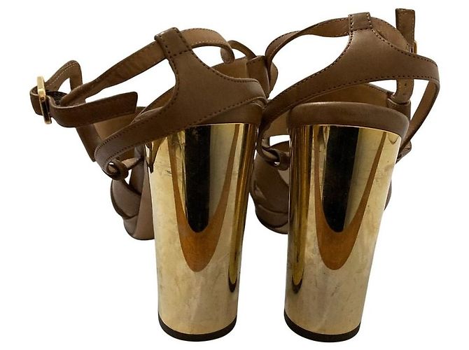 Sandales en cuir Salvatore Ferragamo Marron - vue 4