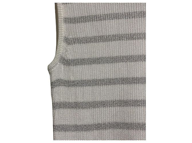 Autre Marque Malha canelada sem mangas Lame ANAYI Marrom Branco - vista 4