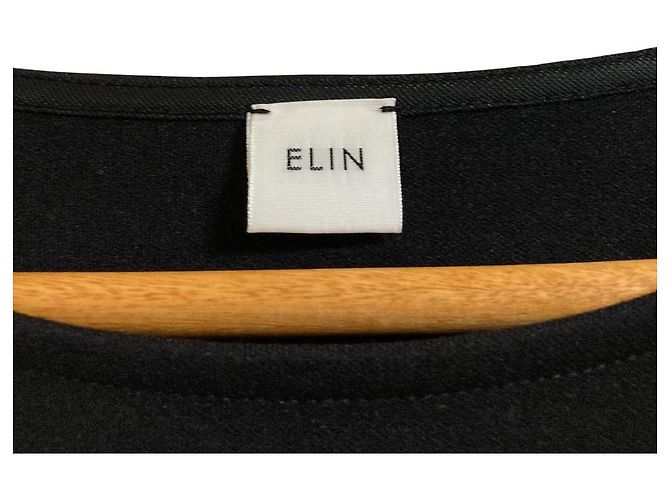 Autre Marque ELIN Baumwoll-Top mit Glockenärmeln Schwarz - Ansicht 3