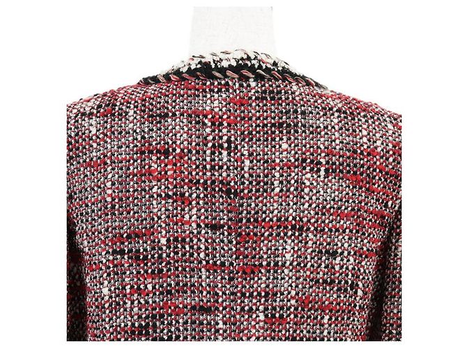 Chaqueta Chanel de tweed, lana y nailon Negro Blanco Roja - vista 11