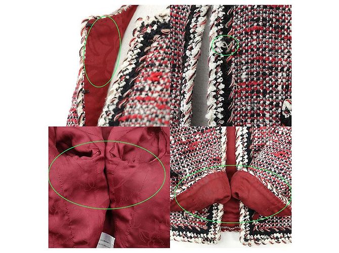 Chaqueta Chanel de tweed, lana y nailon Negro Blanco Roja - vista 9