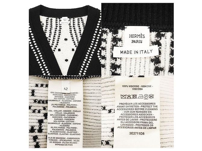 Cardigan Hermès BRIDES de GALA42 in cashmere, cotone e poliammide Nero Crudo - vista 10
