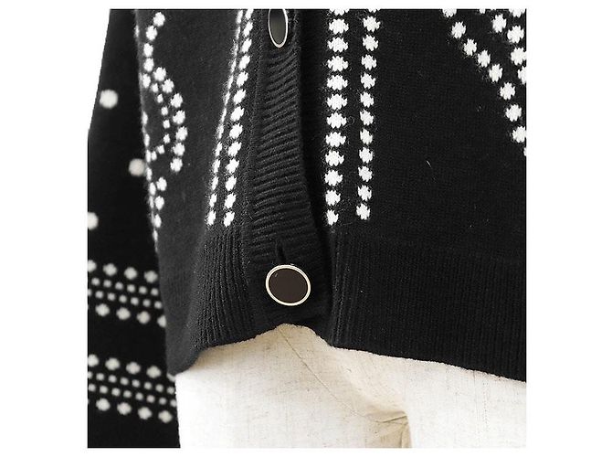 Cardigan Hermès BRIDES de GALA42 in cashmere, cotone e poliammide Nero Crudo - vista 12
