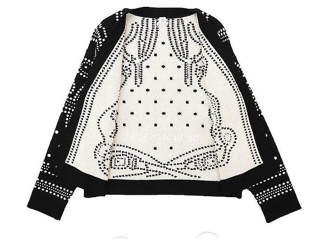 Cardigan Hermès BRIDES de GALA42 in cashmere, cotone e poliammide Nero Crudo - vista 8