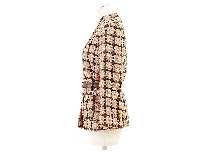 Giacca Gucci in tweed, lana e nylon Marrone Beige - vista 12