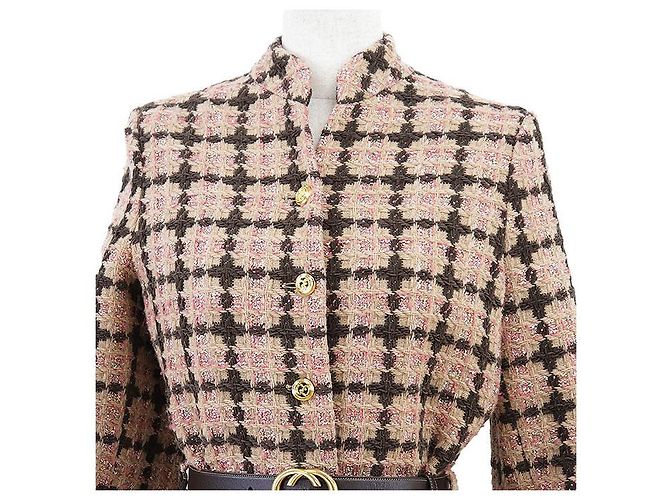 Giacca Gucci in tweed, lana e nylon Marrone Beige - vista 2