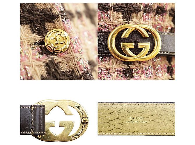 Giacca Gucci in tweed, lana e nylon Marrone Beige - vista 3