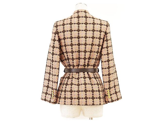 Giacca Gucci in tweed, lana e nylon Marrone Beige - vista 5