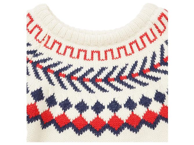 Céline Camisola de lã Fair Isle CELINE Vermelho Azul Cru - vista 5