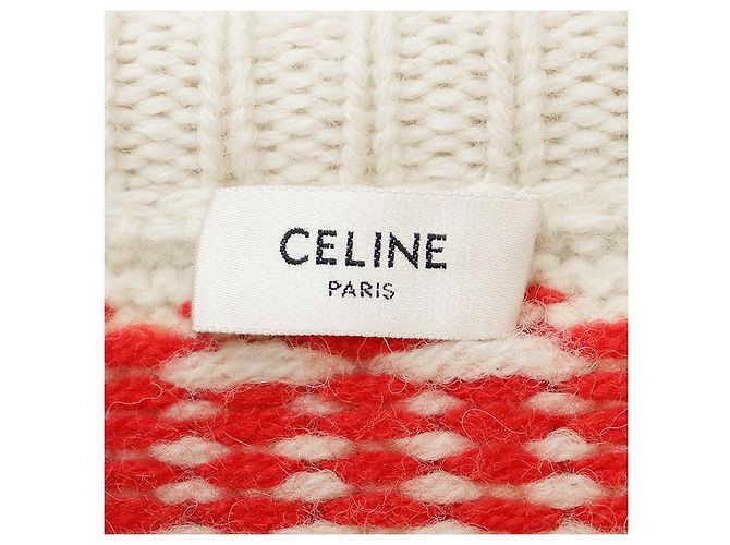 Céline Camisola de lã Fair Isle CELINE Vermelho Azul Cru - vista 6