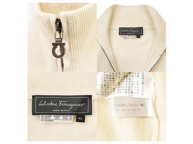Chaqueta de punto de cachemira y algodón Salvatore Ferragamo Crudo - vista 10