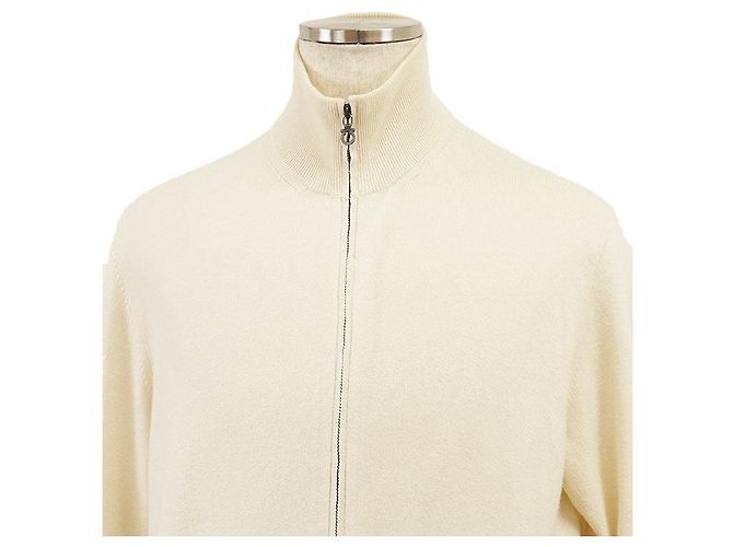 Chaqueta de punto de cachemira y algodón Salvatore Ferragamo Crudo - vista 2