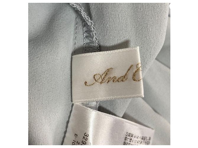 Autre Marque And Couture Bluse mit Rüschen und Stehkragen Blau Hellblau - Ansicht 4