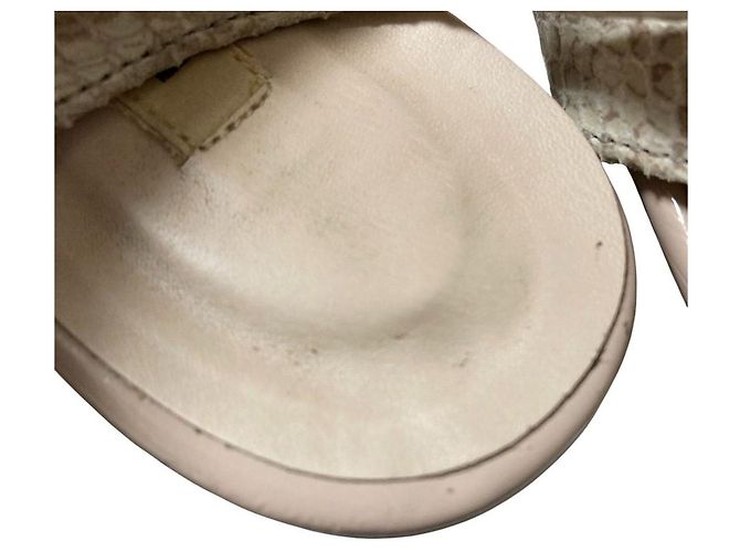 Autre Marque Sandales plates DIANA en cuir embossé python Rose Beige - vue 7