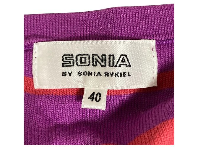 Autre Marque Sonia Rykiel Stricktop mit Bandstreifen Lila - Ansicht 4
