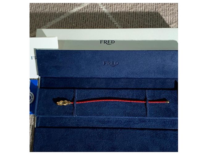 Fred Force 10 Red String Bracelet with Diamonds Golden - view 3