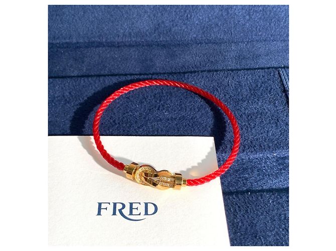 Fred Force 10 Red String Bracelet with Diamonds Golden - view 7